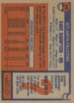 1976 Topps #394 - Dave Hampton - Atlanta Falcons - Back 1976 Topps #394 - Dave Hampton - Atlanta Falcons - Back