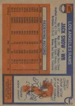 1976 Topps #401 - Jack Snow - Los Angeles Rams - Back