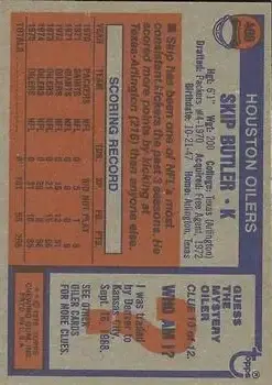 1976 Topps #406 - Skip Butler - Houston Oilers - Back