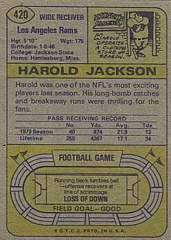 1974 Topps #420 - Harold Jackson - Los Angeles Rams