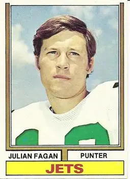 1974 Topps #436 - Julian Fagan - New York Jets