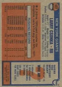 1976 Topps #437 - Larry Csonka - New York Giants 1976 Topps #437 - Larry Csonka - New York Giants