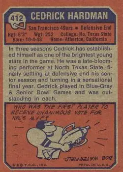 1973 Topps #412 - Cedrick Hardman - San Francisco 49ers