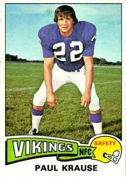 1975 Topps #496 - Paul Krause - Minnesota Vikings