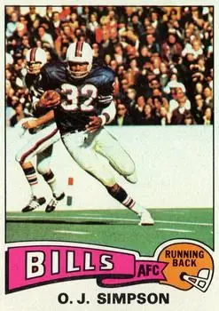 1975 Topps #500 - O.J. Simpson - Buffalo Bills