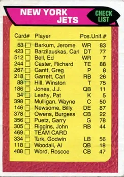 1976 Topps #469 - Card #469 - New York Jets - Front 1976 Topps #469 - Card #469 - New York Jets - Front