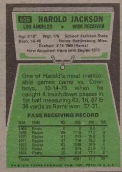 1975 Topps #505 - Harold Jackson - Los Angeles Rams