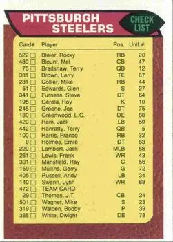 1976 Topps #472 - Card #472 - Pittsburgh Steelers - Front 1976 Topps #472 - Card #472 - Pittsburgh Steelers - Front