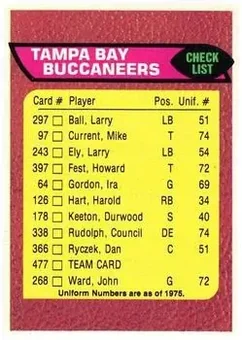 1976 Topps #477 - Card #477 - Tampa Bay Buccaneers