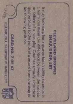 1977 Fleer Team Action #7 - Card #7 - Cleveland Browns - Back 1977 Fleer Team Action #7 - Card #7 - Cleveland Browns - Back