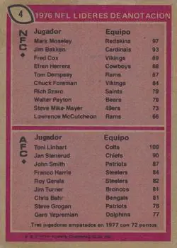 1977 Topps Mexican #4 - Card #4 - Back