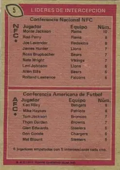 1977 Topps Mexican #5 - Card #5 - Back