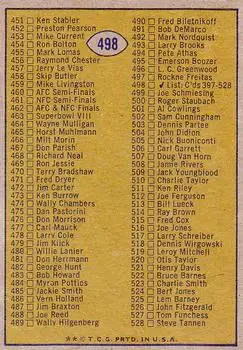 1974 Topps #498 - Card #498 - Back