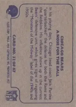 1977 Fleer Team Action #32 - Card #32 - Chicago Bears - Back 1977 Fleer Team Action #32 - Card #32 - Chicago Bears - Back
