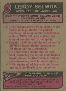 1977 Topps #29 - Lee Roy Selmon - Tampa Bay Buccaneers
