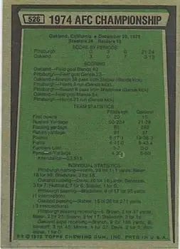 1975 Topps #526 - Card #526 - Back
