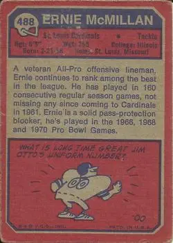 1973 Topps #488 - Ernie McMillan - St. Louis Cardinals - Back