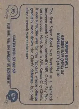 1977 Fleer Team Action #57 - Card #57 - Back