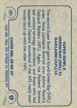 1977 Fleer Team Action #58 - Card #58 - Back 1977 Fleer Team Action #58 - Card #58 - Back