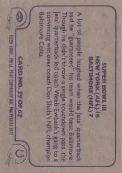 1977 Fleer Team Action #59 - Card #59 - Back