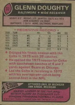 1977 Topps #32 - Glenn Doughty - Baltimore Colts - Back 1977 Topps #32 - Glenn Doughty - Baltimore Colts - Back
