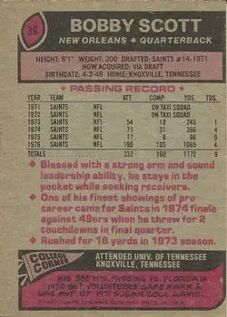 1977 Topps #36 - Bobby Scott - New Orleans Saints 1977 Topps #36 - Bobby Scott - New Orleans Saints