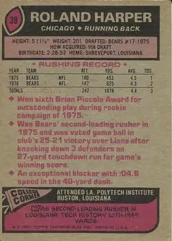 1977 Topps #39 - Roland Harper - Chicago Bears
