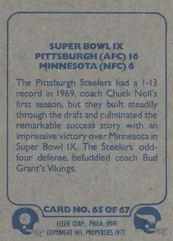 1977 Fleer Team Action #65 - Card #65 - Back