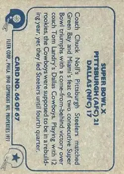 1977 Fleer Team Action #66 - Card #66 - Back