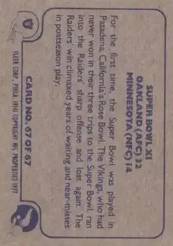 1977 Fleer Team Action #67 - Card #67 - Back