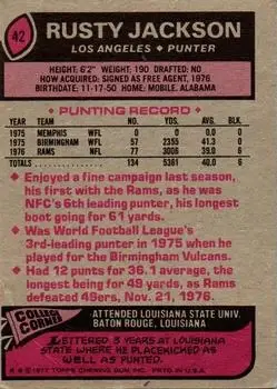 1977 Topps #42 - Rusty Jackson - Los Angeles Rams