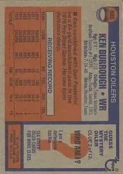 1976 Topps #505 - Ken Burrough - Houston Oilers - Back 1976 Topps #505 - Ken Burrough - Houston Oilers - Back