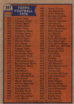 1976 Topps #507 - Card #507 - Back 1976 Topps #507 - Card #507 - Back