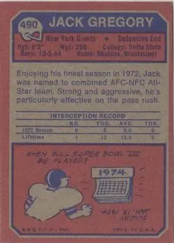 1973 Topps #490 - Jack Gregory - New York Giants