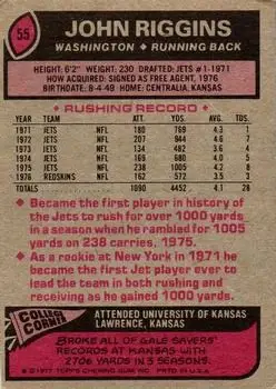 1977 Topps #55 - John Riggins - Washington Redskins 1977 Topps #55 - John Riggins - Washington Redskins