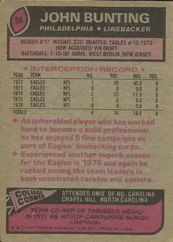 1977 Topps #56 - John Bunting - Philadelphia Eagles