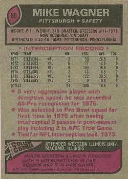 1977 Topps #60 - Mike Wagner - Pittsburgh Steelers 1977 Topps #60 - Mike Wagner - Pittsburgh Steelers
