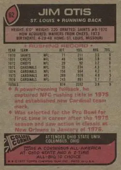 1977 Topps #62 - Jim Otis - St. Louis Cardinals - Back