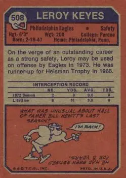 1973 Topps #508 - Leroy Keyes - Philadelphia Eagles