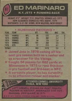 1977 Topps #87 - Ed Marinaro - New York Jets
