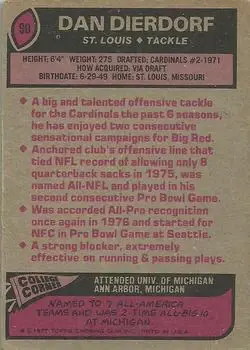 1977 Topps #90 - Dan Dierdorf - St. Louis Cardinals