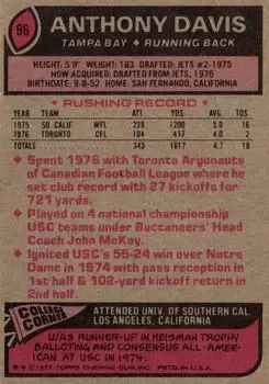 1977 Topps #96 - Anthony Davis - Tampa Bay Buccaneers