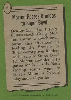 1978 Topps #2 - Craig Morton - Denver Broncos