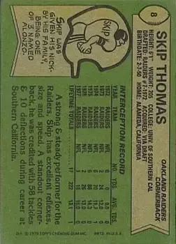 1978 Topps #8 - Skip Thomas - Oakland Raiders 1978 Topps #8 - Skip Thomas - Oakland Raiders