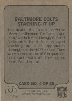 1978 Fleer Team Action #4 - Card #4 - Baltimore Colts