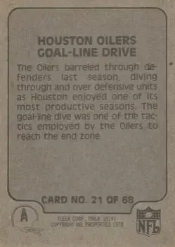 1978 Fleer Team Action #21 - Card #21 - Houston Oilers - Back