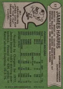 1978 Topps #17 - James Harris - San Diego Chargers