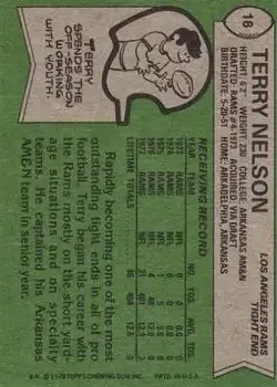1978 Topps #18 - Terry Nelson - Los Angeles Rams