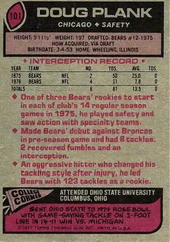 1977 Topps #101 - Doug Plank - Chicago Bears