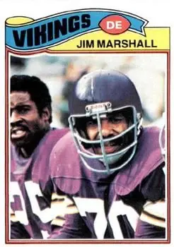 1977 Topps #105 - Jim Marshall - Minnesota Vikings - Front